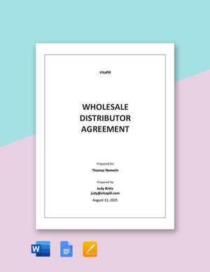 Wholesale Distributor Agreement Template