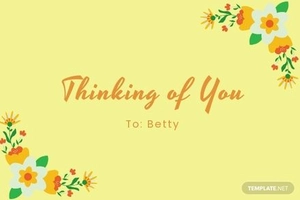 Floral Thinking Of You Card Template