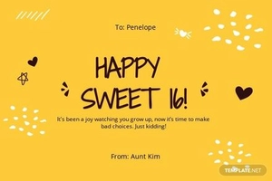 Funny 16th Birthday Card Template