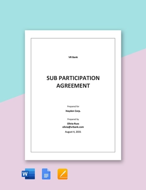 Sub Participation Agreement Template