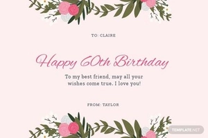 Best Friend 60th Birthday Card Template