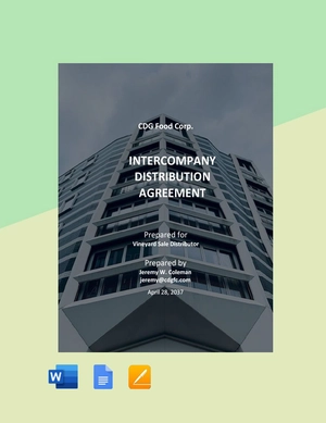 Intercompany Distribution Agreement Template Intercompany Distribution Agreement Template