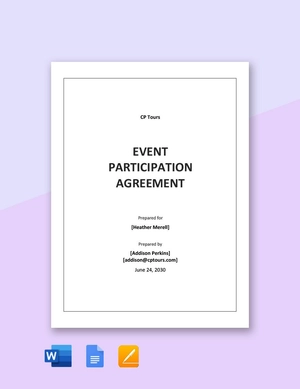 Event Participation Agreement Template Event Participation Agreement Template