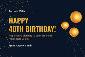 Creative 40th Birthday Card Template