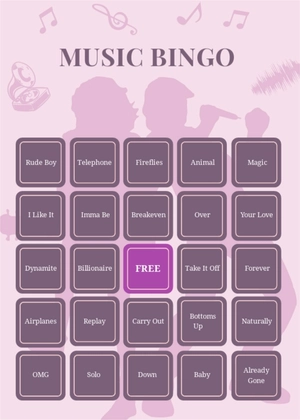 Music Bingo Card Template