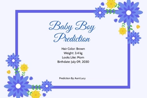 Baby Boy Prediction Card Template