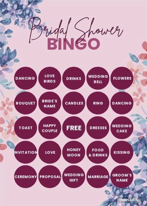 Bridal Shower Bingo Card Template