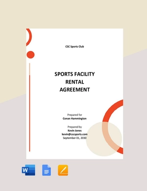 Sports Facility Rental Agreement Template