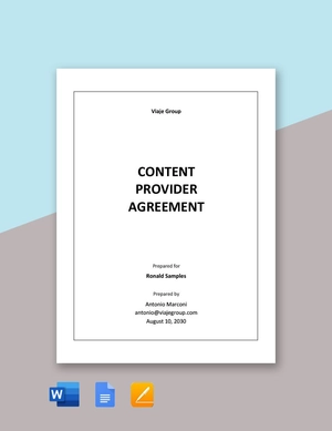 Content Provider Agreement Template