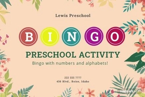 Preschool Bingo Card Template