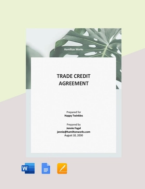 Trade Credit Agreement Template