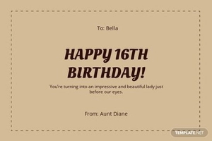Vintage Sweet 16th Birthday Card Template