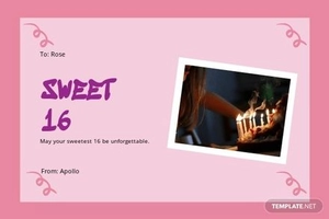 Sweet 16 Birthday Photo Card Template