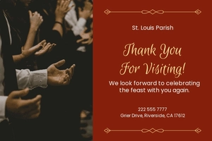 Thank You For Visiting Church Postcard Template