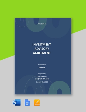 Investment Advisory Agreement Template Investment Advisory Agreement Template