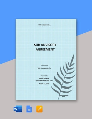 Sub Advisory Agreement Template