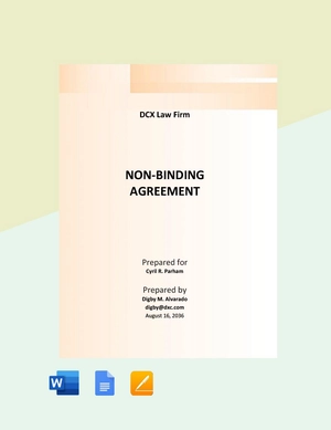 Non-Binding Agreement Template Non-Binding Agreement Template