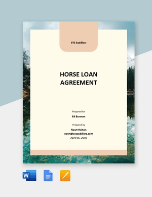 Horse Loan Agreement Template