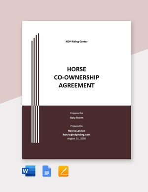 Horse Co-Ownership Agreement Template Horse Co-Ownership Agreement Template