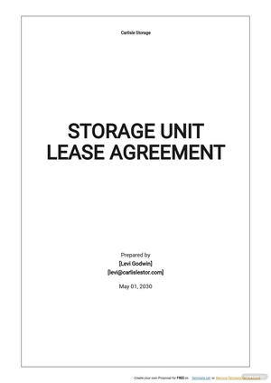 Storage Unit Lease Agreement Template