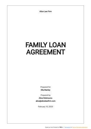 Family Loan Agreement Template Family Loan Agreement Template