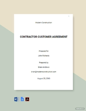 Contractor Customer Agreement Template