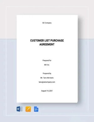 Customer List Purchase Agreement Template