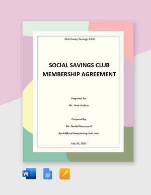Social Savings Club Membership Agreement Template