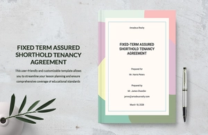 Fixed Term Assured Shorthold Tenancy Agreement Template Fixed Term Assured Shorthold Tenancy Agreement Template