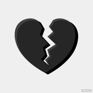 Black Broken Heart Vector