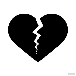 Black Broken Heart Silhouette