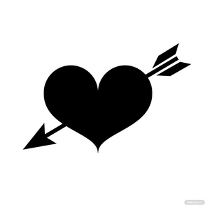 Black Heart with Arrow Silhouette