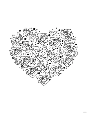 Rose Heart Coloring Page for Adults