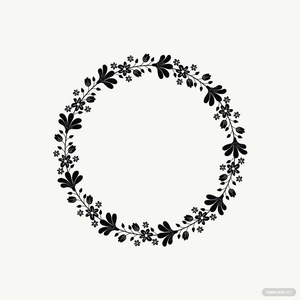 Black and White Floral Wreath Vector