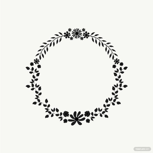 Black Floral Wreath Vector