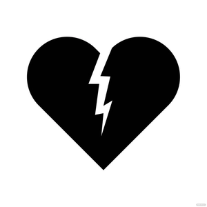 Broken Heart Clipart Black and White