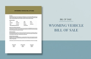 Wyoming Vehicle Bill of Sale Template