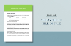 Ohio Vehicle Bill of Sale Template