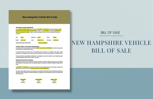 New Hampshire Vehicle Bill of Sale Template