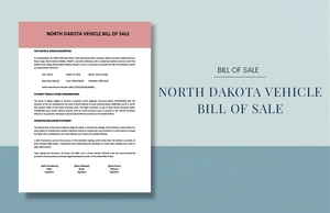 North Dakota Vehicle Bill of Sale Template
