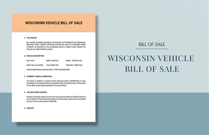 Wisconsin Vehicle Bill of Sale Template