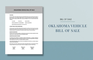 Oklahoma Vehicle Bill Of Sale Template