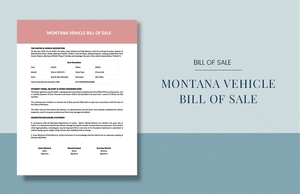 Montana Vehicle Bill Of Sale Template