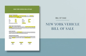 New York Vehicle Bill Of Sale Template