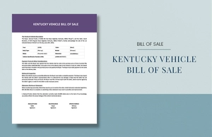Kentucky Vehicle Bill of Sale Template