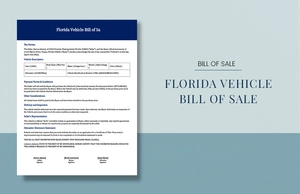 Florida Vehicle Bill of Sale Template