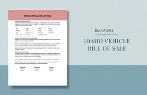 Idaho Vehicle Bill of Sale Template