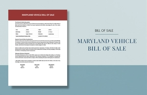 Maryland Vehicle Bill of Sale Template