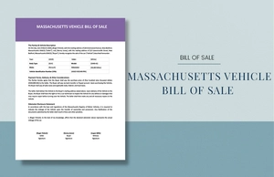 Massachusetts Vehicle Bill of Sale Template