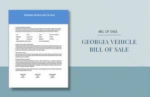 Georgia Vehicle Bill Of Sale Template
